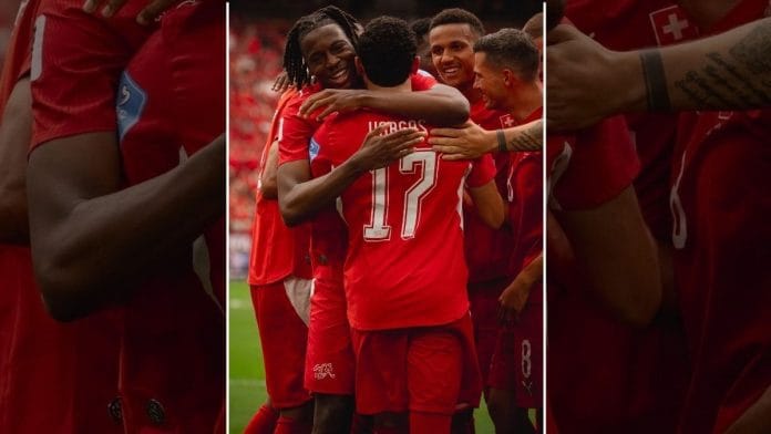 Switzerland celebrates after scoring against Canada in the FIFA World Cup | Source: @swissnatimen, Instagram