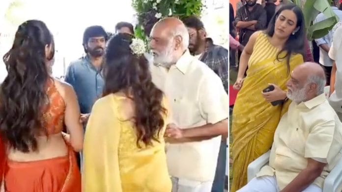 K Raghavendra Rao is facing criticism for touching actors Keerthy Suresh and Krithi Shetty inappropriately (left). Last year, he faced backlash after making Niharika Konidela uncomfortable with his behaviour | Photo: X and YouTube