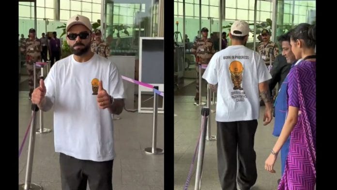 Virat Kohli spotted wearing a 'Work in Progress' t-shirt days after RCB's second IPL win. Screengrab: @KohliSensation/X