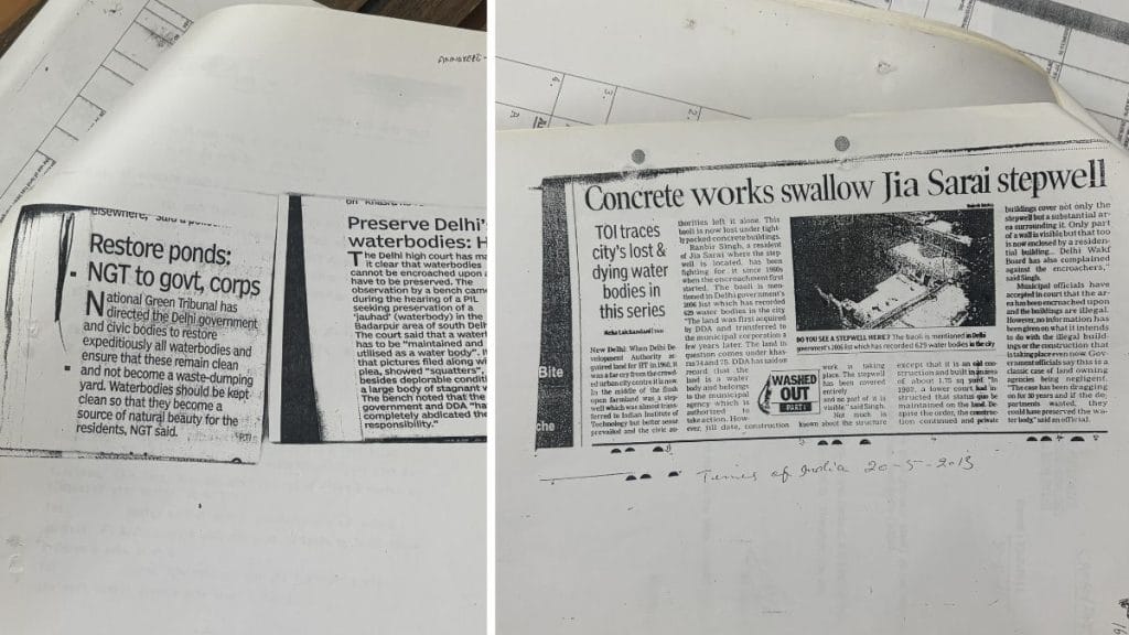 Old news clippings on disasters in Lal Dora villages.