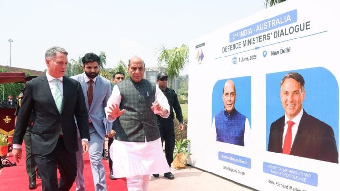 Defence Minister Rajnath Singh (L) with his Australian counterpart Richard Marles in New Delhi on 1 July 2026 | X @rajnathsingh