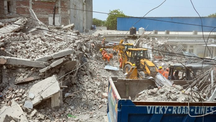 NDRF team conducts search & rescue after five-storey building collapsed in Mehrauli, New Delhi, on 31 May 2026 | ANI