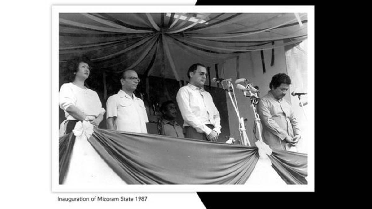Then Prime Minister Rajiv Gandhi announcing the creation of the state of Mizoram in 1987 | By special arrangement