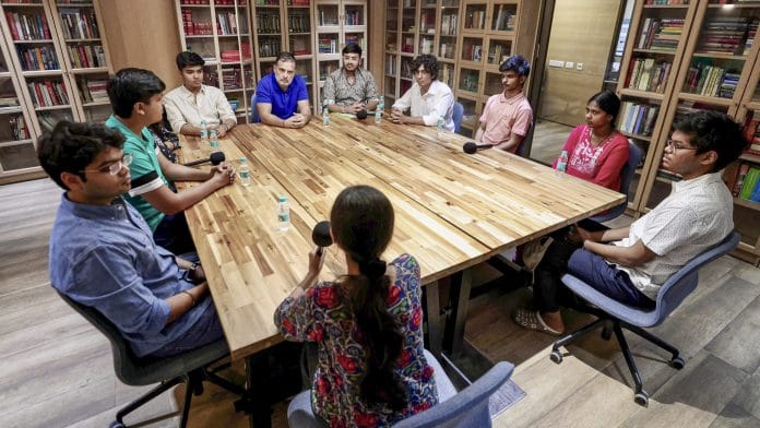 In this image posted on May 31, 2026, LoP in Lok Sabha Rahul Gandhi during an interaction with CBSE board students. | @INCIndia/X via PTI Photo