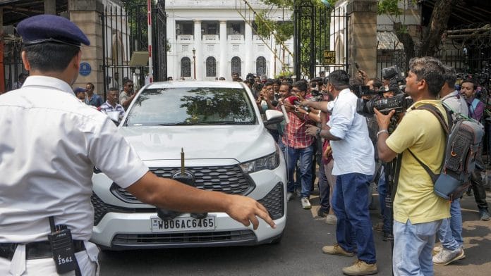 Media personnel gather outside the West Bengal Legislative Assembly after 58 dissident TMC MLAs led by expelled legislator Ritabrata Banerjee meet Speaker Rathindra Bose, unseen, in Kolkata, West Bengal, Wednesday, June 3, 2026. | PTI Photo/Swapan Mahapatra