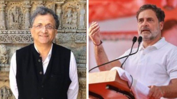 File photos of Ramachandra Guha and Congress leader Rahul Gandhi | Photos: Twitter/Commons
