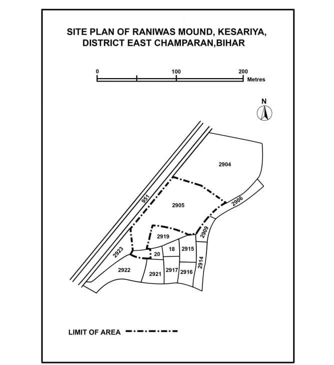 Site plan for Raniwas Mound situated near the iconic Kesariya Stupa in Bihar's East Champaran | Photo: By special arrangement