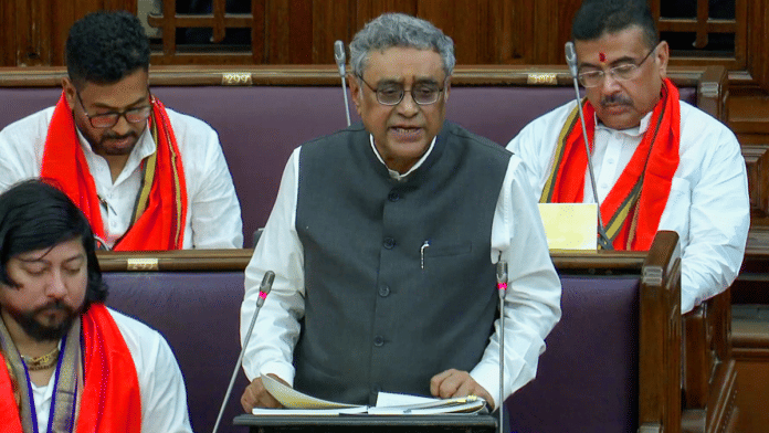 West Bengal Finance Minister Swapan Dasgupta presents the state's full budget for FY 2026-27 in the assembly on Monday. | ANI