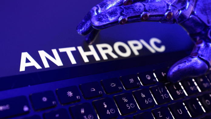 Anthropic logo, a keyboard, and a robotic hand in this illustration taken 5 June. | Reuters