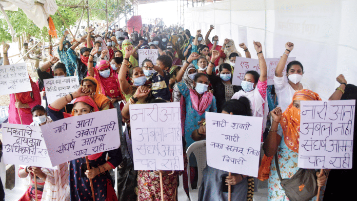 File photo of sex workers at a protest to press for their demands at Azad Maidan in Mumbai | ANI