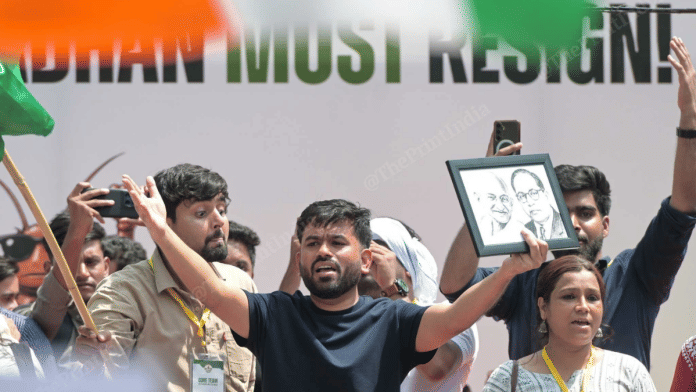 CJP founder at their protest at Jantar Mantar. | Suraj Singh Bisht/ThePrint