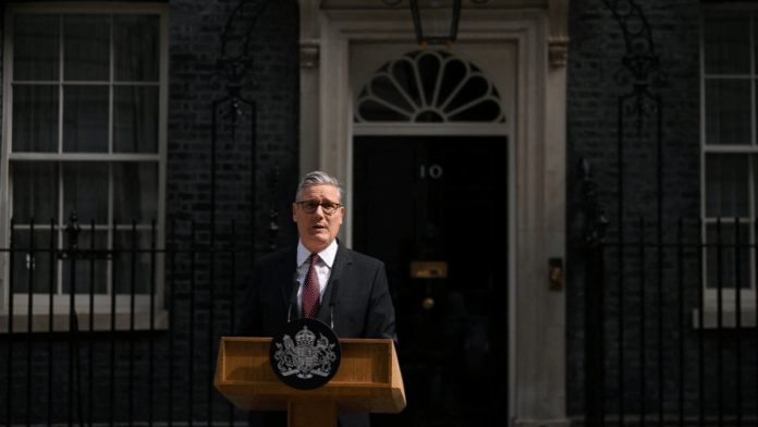 British Prime Minister Keir Starmer announces his resignation outside 10 Downing Street, in London | Reuters/Toby Shepheard