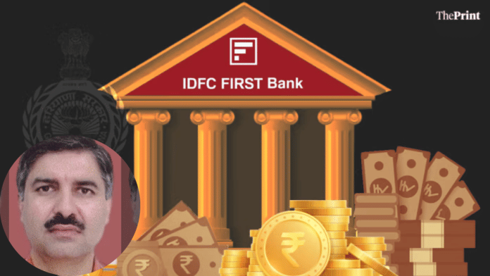 Pardeep Kumar (inset), who is ‘on the run’, has filed anticipatory bail plea in special CB court in the multi-crore bank fraud case. | Illustration: Deepakshi Sharma/ThePrint, | Haryana govt website