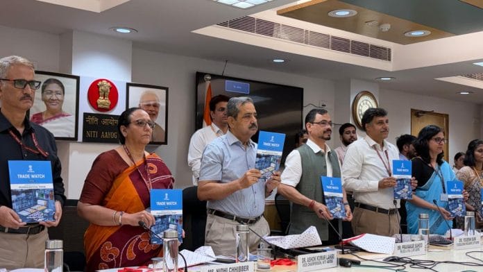 Niti Aayog Vice Chairman Ashok Lahiri said Tuesday while releasing the eighth edition of the Trade Watch Quarterly report (Q4 FY2025-26). | UditBubna/ThePrint