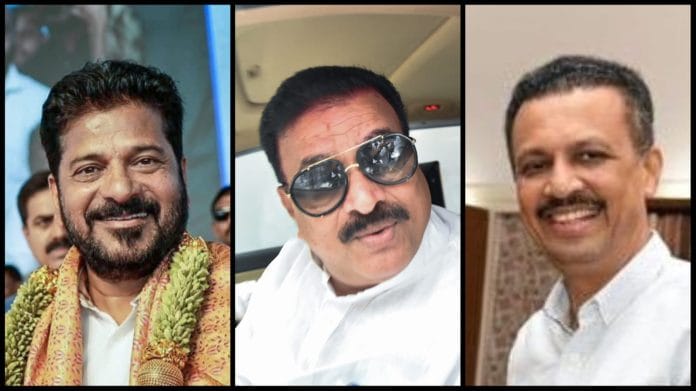 (L to R) Telangana Chief Minister A. Revanth Reddy, and Shiv Sena (UBT) leaders Bhaskar Jadhav and Milind Narvekar | ANI