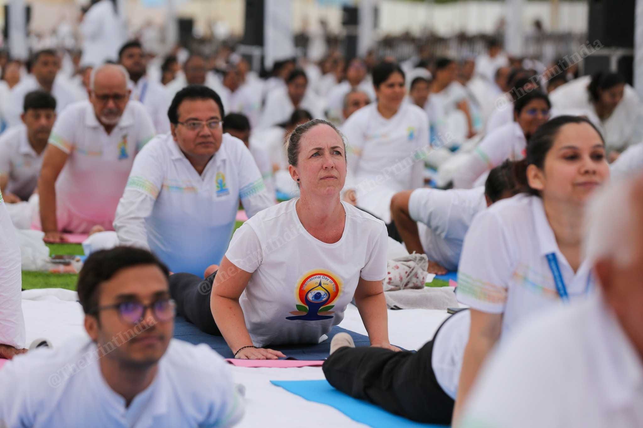 People performing yoga at an International Yoga Day special session at Red Fort in New Delhi Sunday | Suraj Singh Bisht | ThePrint