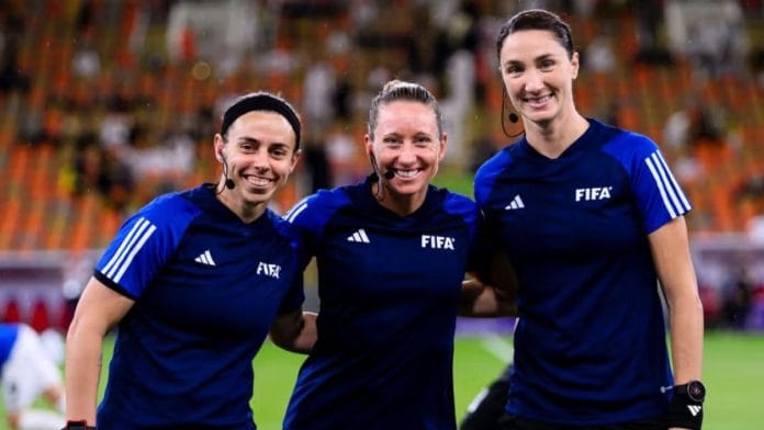 (L-R) Brooke Mayo, Tori Penso and Kathryn Nesbitt have been selected of 170 total match officials appointed for the 2026 FIFA World Cup | US Soccer