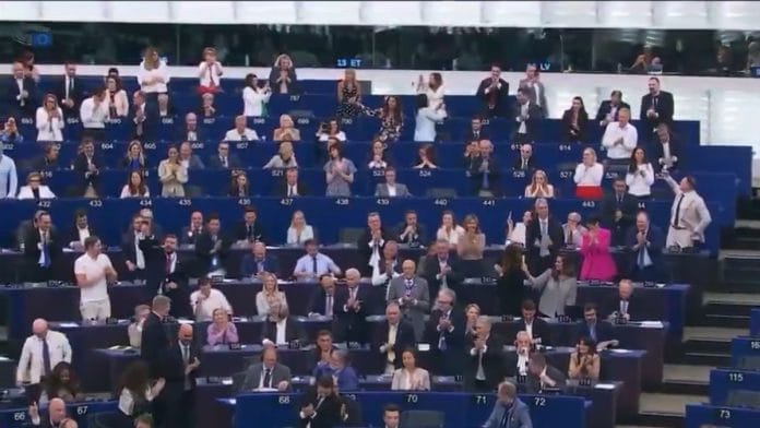 Supporters of the EU Return Regulation cheered as the Bill was passed | Photo: X/@manus_carlisle