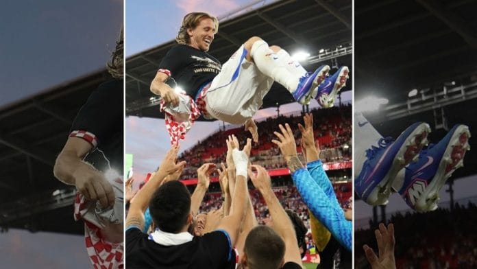 After the game, a visibly emotional Luka Modric was swept up by ecstatic teammates and the team support staff | @fifaworldcup, Instagram