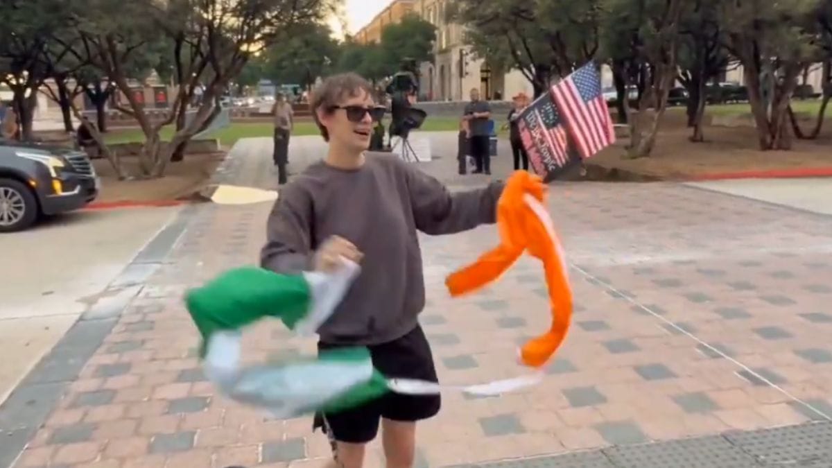 Texas man shows anti-India hate by ripping up national flag, Indians protest
