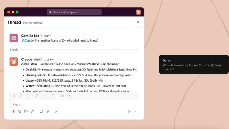 Claude is your newest coworker. You can now tag it on Slack
