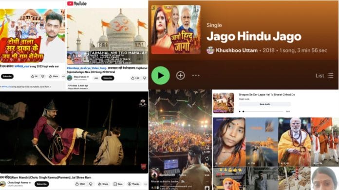 Screenshots from CSOH report on Hindutva hate pop