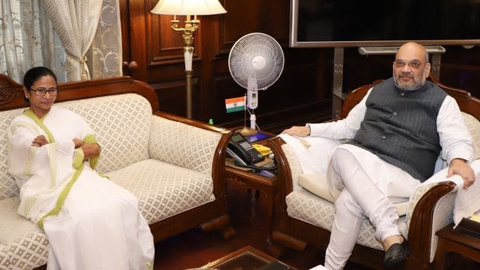 File photo of TMC supremo Mamata Banerjee and Union Home Minister Amit Shah | Wikimedia Commons