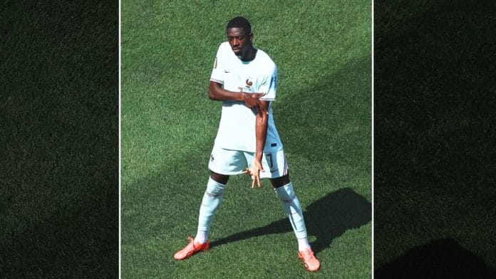 Ousmane Dembele of France celebrates after scoring his hattrick against Norway in the FIFA World Cup | @fifaworldcup, Instagram