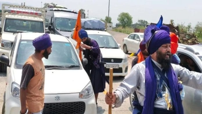 Nihangs on the Kiratpur Sahib-Manali highway in Punjab’s Ropar district | By special arrangement