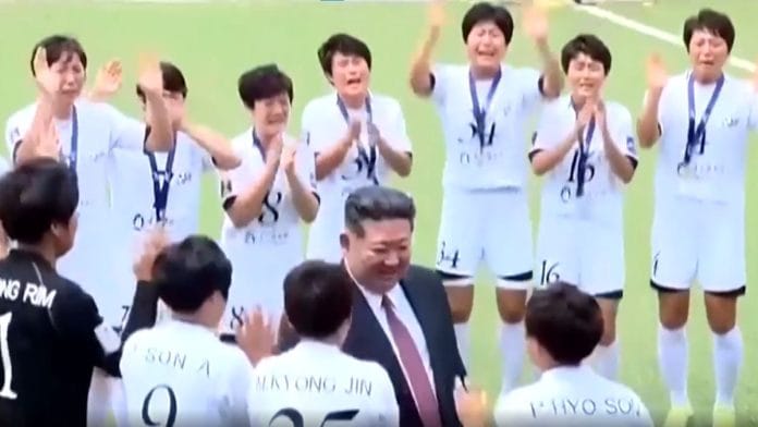 Players and coaching staff from Naegohyang Women's FC met Kim Jong Un on Monday | Reuters