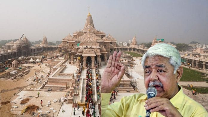 File photos of Ram temple in Ayodhya and VHP president Alok Kumar | ANI
