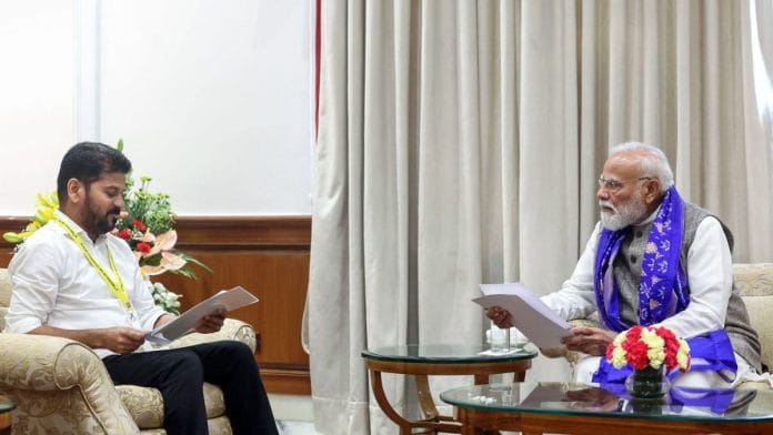 Telangana Chief Minister Revanth Reddy with Prime Minister Narendra Modi in New Delhi Thursday | @PMOIndia X/ANI Photo