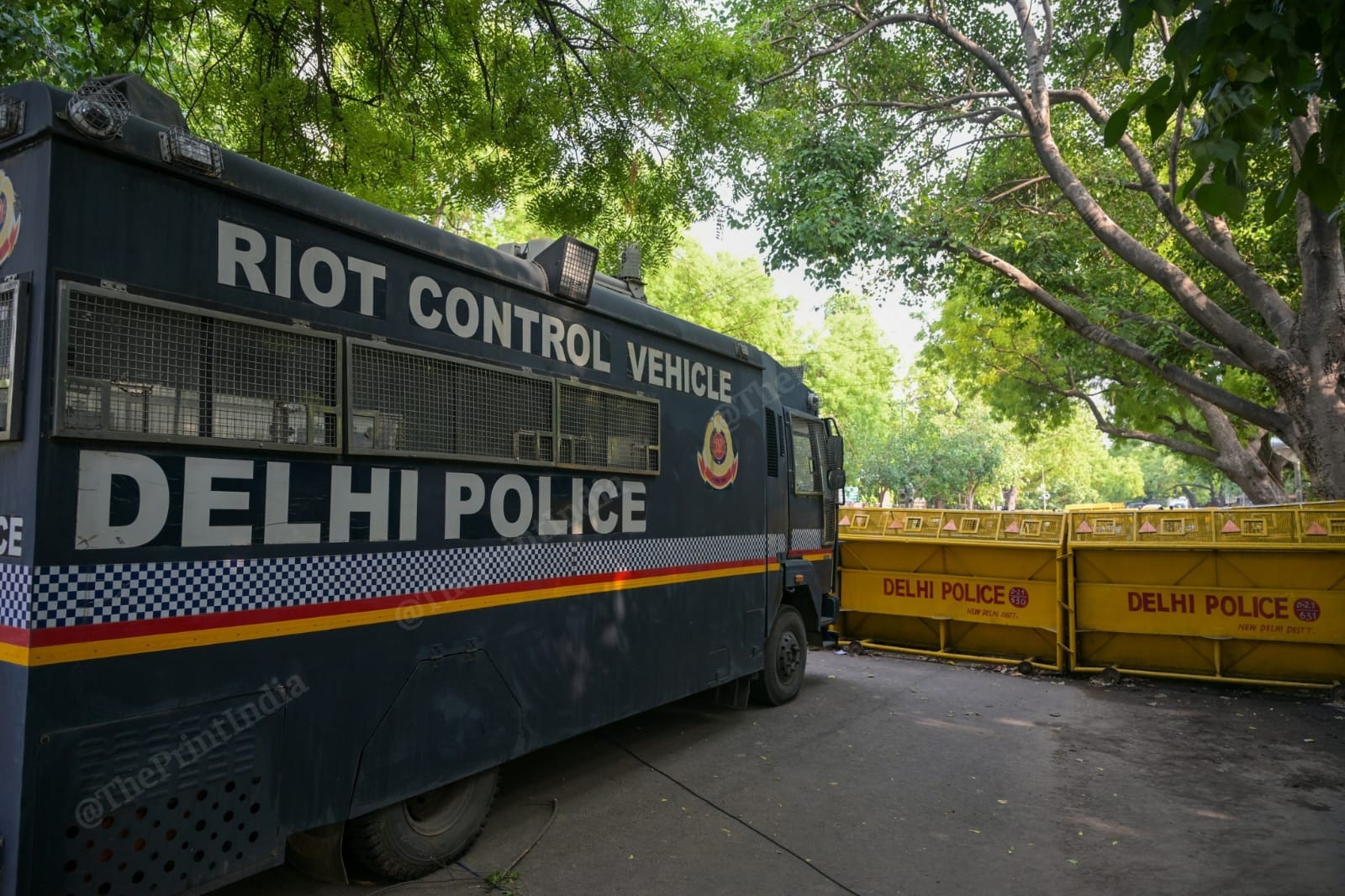 A riot control vehicle of the Delhi Police parked outside Jantar Mantar | Suraj Singh Bisht | ThePrint