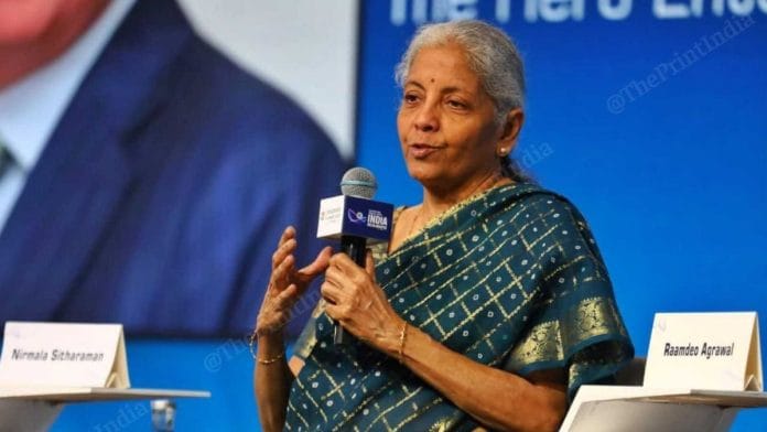 Finance Minister Nirmala Sitharaman speaks at the inaugural session of the 16th edition of the Mindmine Summit 2026 in New Delhi Monday | Praveen Jain | ThePrint