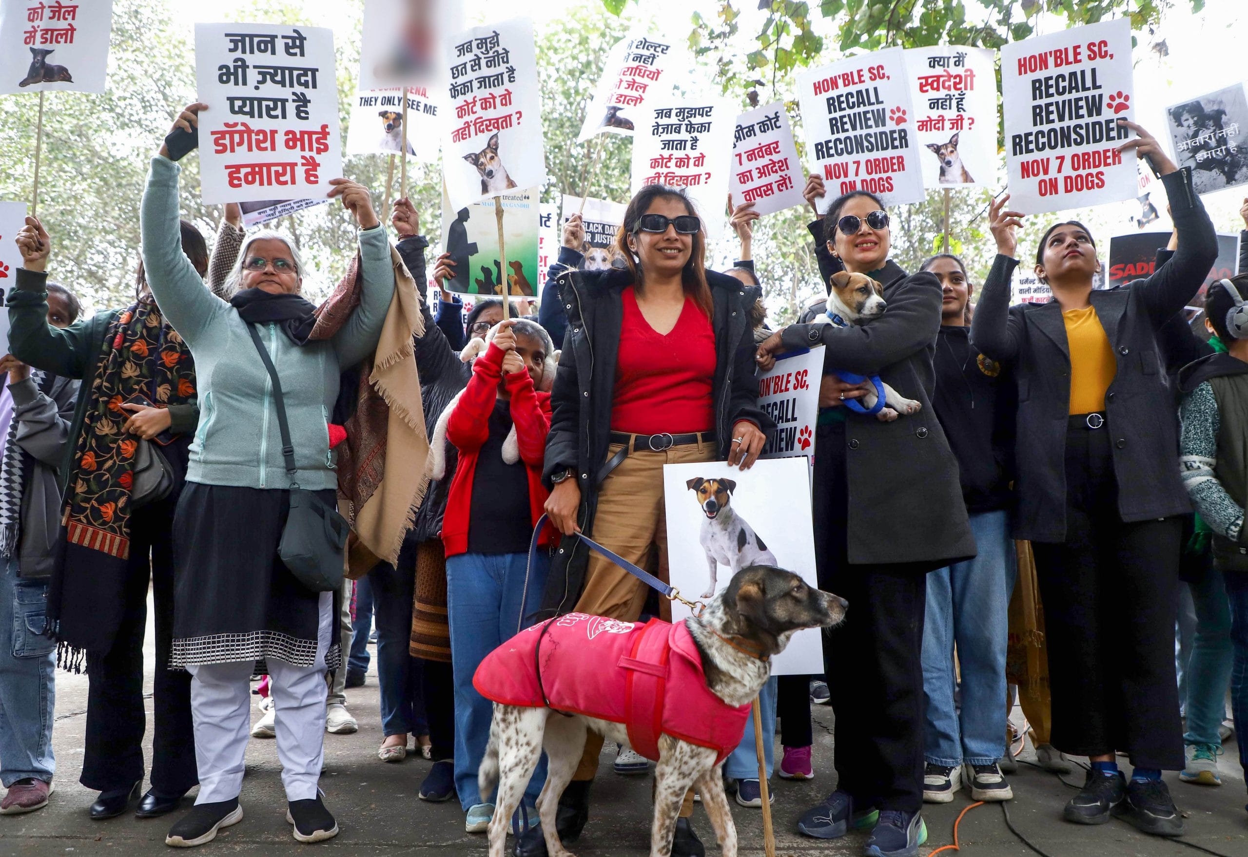 A January protest in Lucknow against a Supreme Court order on stray dogs. The apex court’s suo motu intervention in the matter marks a departure from its animal welfare precedents | ANI file photo