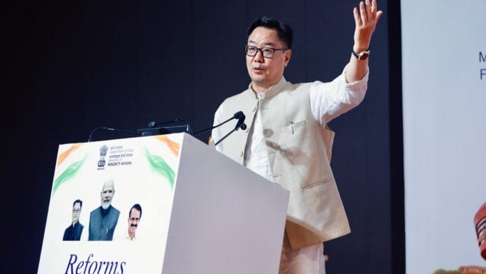 Union Minister of Ministry Affairs Kiren Rijiju speaking at the ministry's 'Reforms Utsav' in Delhi Thursday | PIB