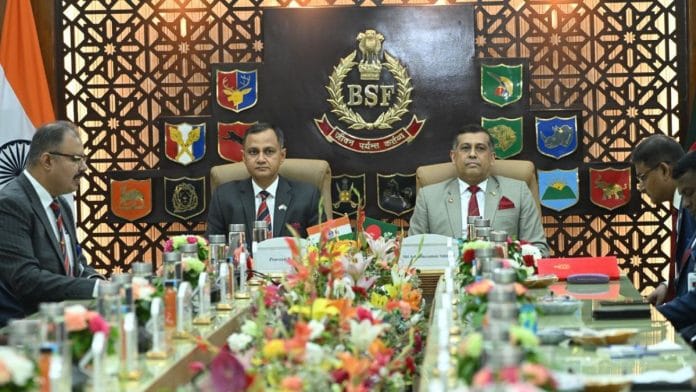 BSF DG Praveen Kumar( left) with BGB Chief Major General Mohammad Ashrafuzzaman Siddiqui during the three-day meet in Delhi | By special arrangement