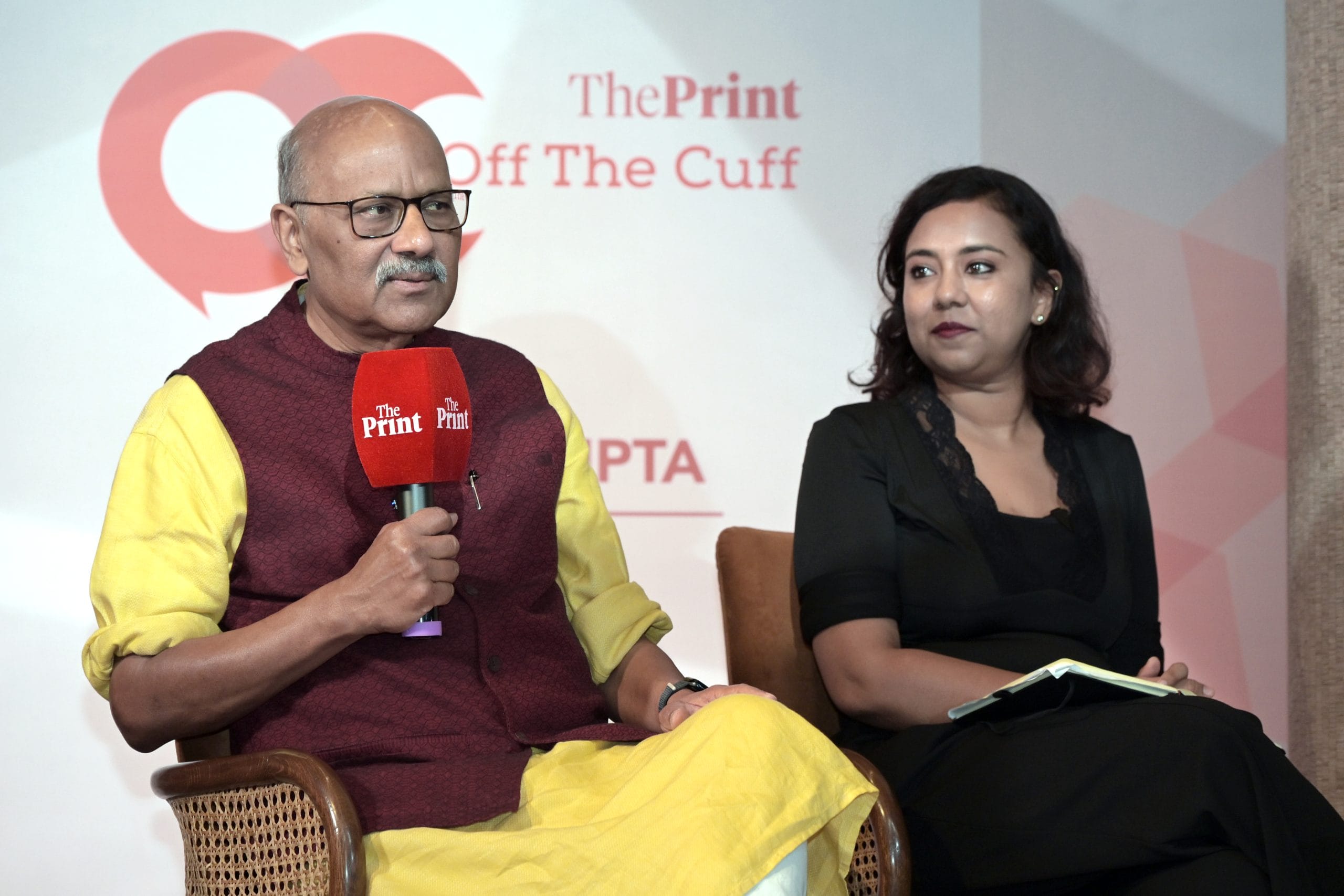 ThePrint Founder & Editor-in-Chief Shekhar Gupta and Senior Assistant Editor Soumya Pillai at the OTC.| Suraj Singh Bisht/ThePrint