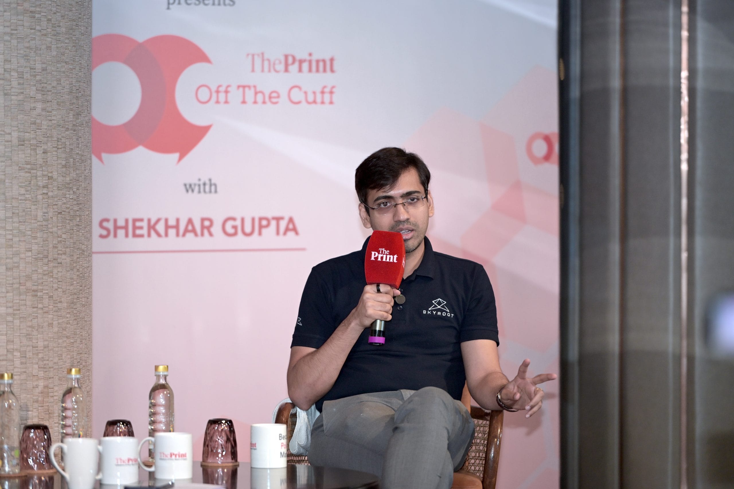 Pawan Kumar Chandana, Founder and CEO of Skyroot Aerospace, at ThePrint OTC in Hyderabad. | Suraj Singh Bisht/ThePrint