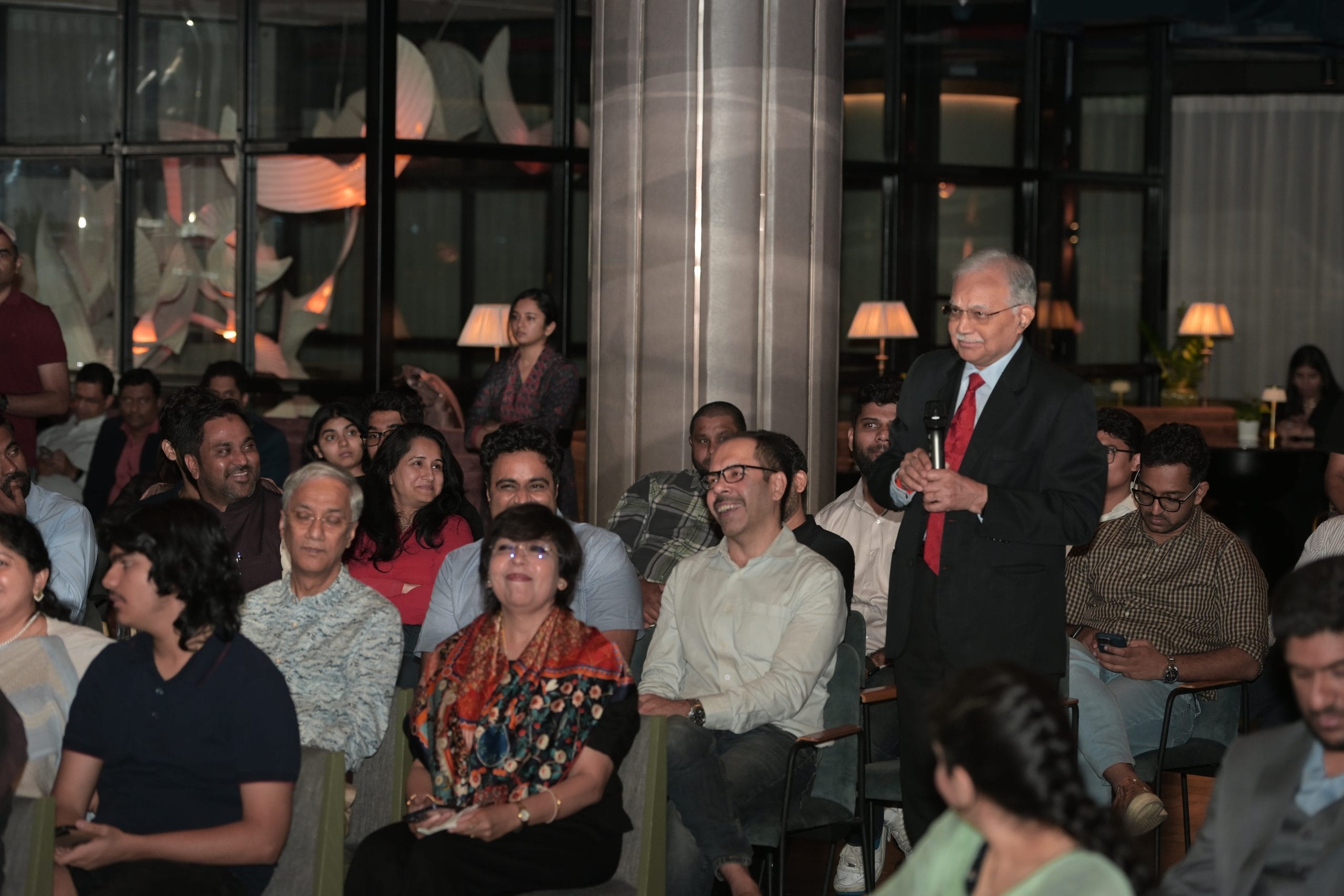 Former Canara Bank Chairman and MD M.B.N. Rao asks a question during the session. | Suraj Singh Bisht/ThePrint
