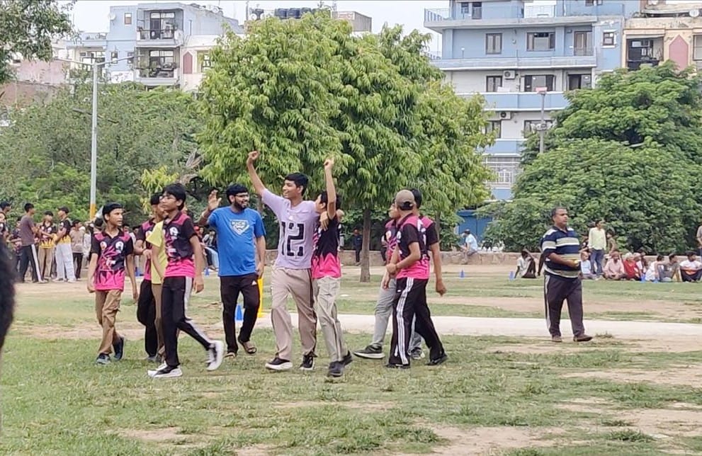 Players celebrate after securing victory in a Mehrauli Premier League match | Photo: Himanshi Aggarwal/ThePrint