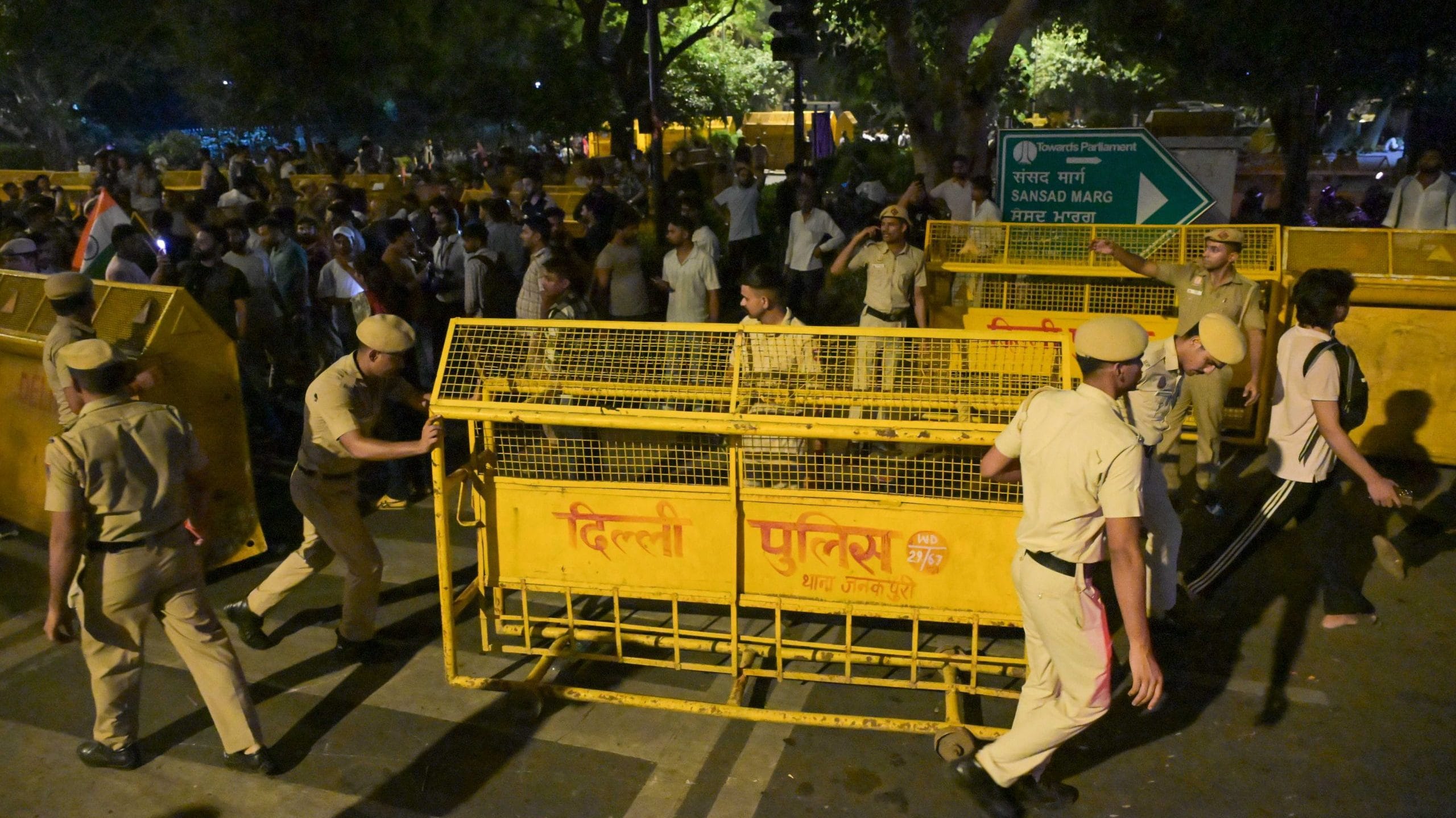 Night visuals from cockroach Janata party protest. | Suraj Singh Bisht | ThePrint