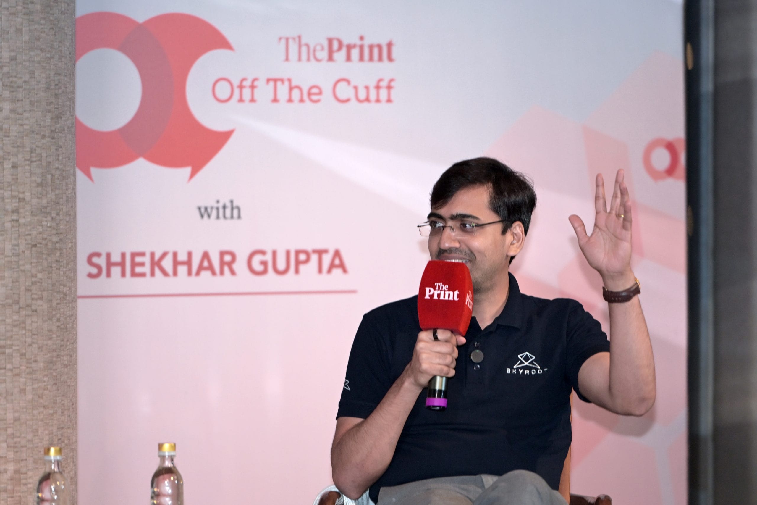 Pawan Kumar Chandana, the Founder and CEO of Skyroot Aerospace OTC with ThePrint event in Hyderabad. | Suraj Singh Bisht/ThePrint