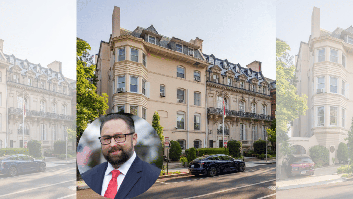 File photo of the Indian Embassy in Washington DC; (inset) file photo of Jason Miller | Commons