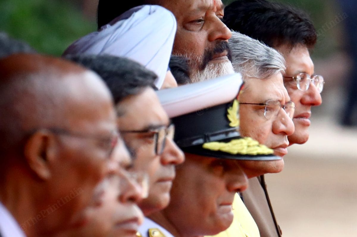 Union Ministers Piyush Goyal, Ashwini Vaishnaw and others at Rashtrapati Bhavan | Praveen Jain | ThePrint