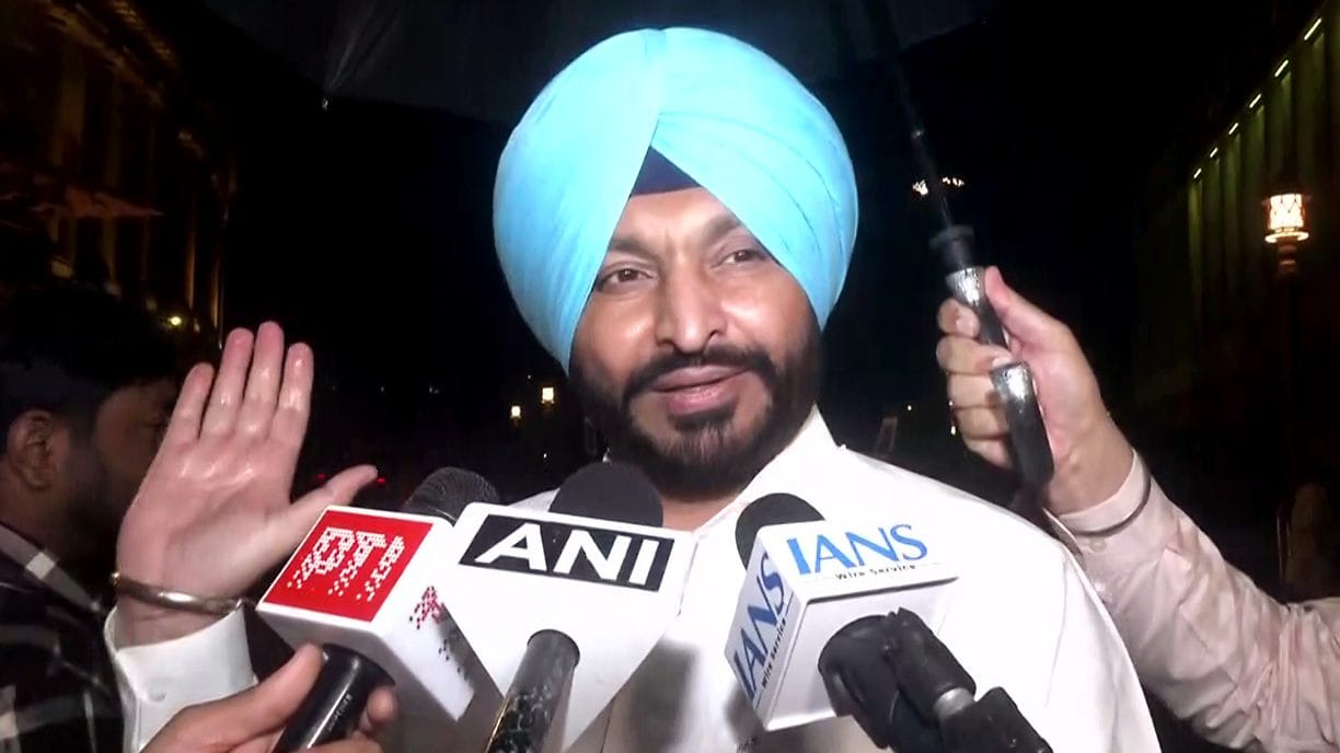 Union Minister Ravneet Singh Bittu speaks to media at Parliament premises, in New Delhi on Friday. | ANI