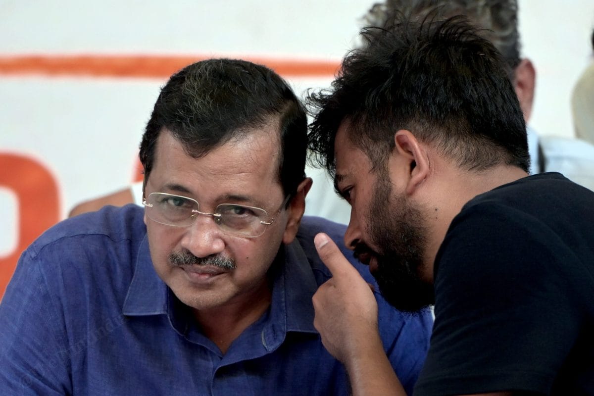 AAP Convener & Delhi Former CM Arvind Kejriwal in a conversation with Cockroach Janta Party founder Abhijeet Dipke | Photo: Suraj Singh Bisht | ThePrint