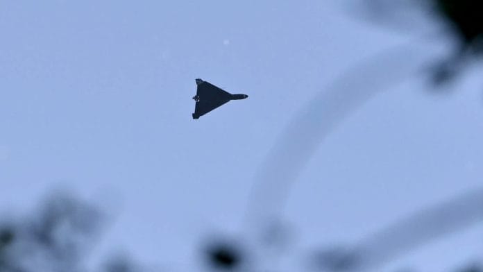 A Russian drone seen in 2026. | Photographer: Genya Savilov/AFP/Getty Images