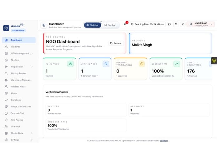 ASEES DRMS Foundation Launches Free Disaster Response Platform to Improve Relief Coordination and Transparency