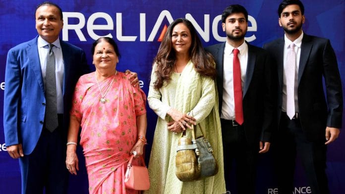 Reliance Group Chairman Anil Ambani with wife Tina Ambani, mother Kokilaben Ambani and sons Jai Anmol and Jai Anshul in Mumbai | ANI file photo